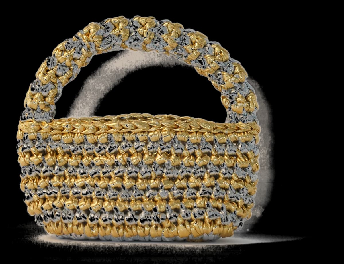 Mini Luna, hand-crocheted by Arcubed — Silver & Gold